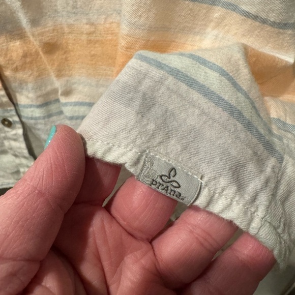 prAna Women’s Meadow Stripe Percy Shirt 2XL Organic Cotton‎ Sustainable - Picture 8 of 9